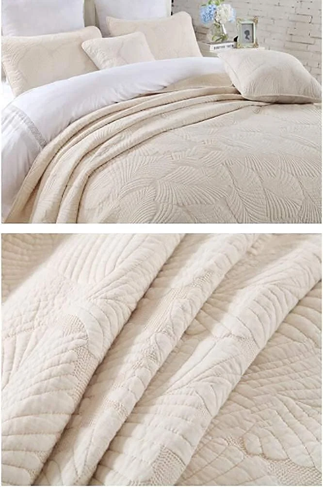 ست روتختی سه تکه برجسته GaRcan، پنبه‌ای، دو رو، گلدوزی شده، رو تختی لحافی به همراه 2 روبالشی، سفید، 250 در 270 سانتی‌متر (سفید 250 * 270 سانتی‌متر)