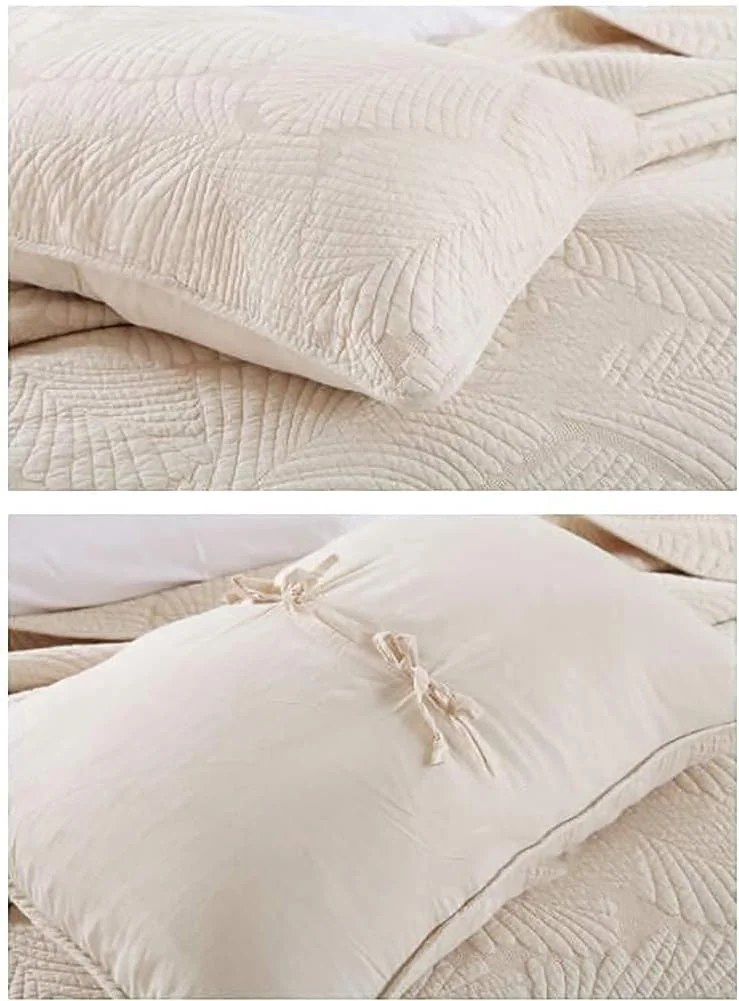 ست روتختی سه تکه برجسته GaRcan، پنبه‌ای، دو رو، گلدوزی شده، رو تختی لحافی به همراه 2 روبالشی، سفید، 250 در 270 سانتی‌متر (سفید 250 * 270 سانتی‌متر)