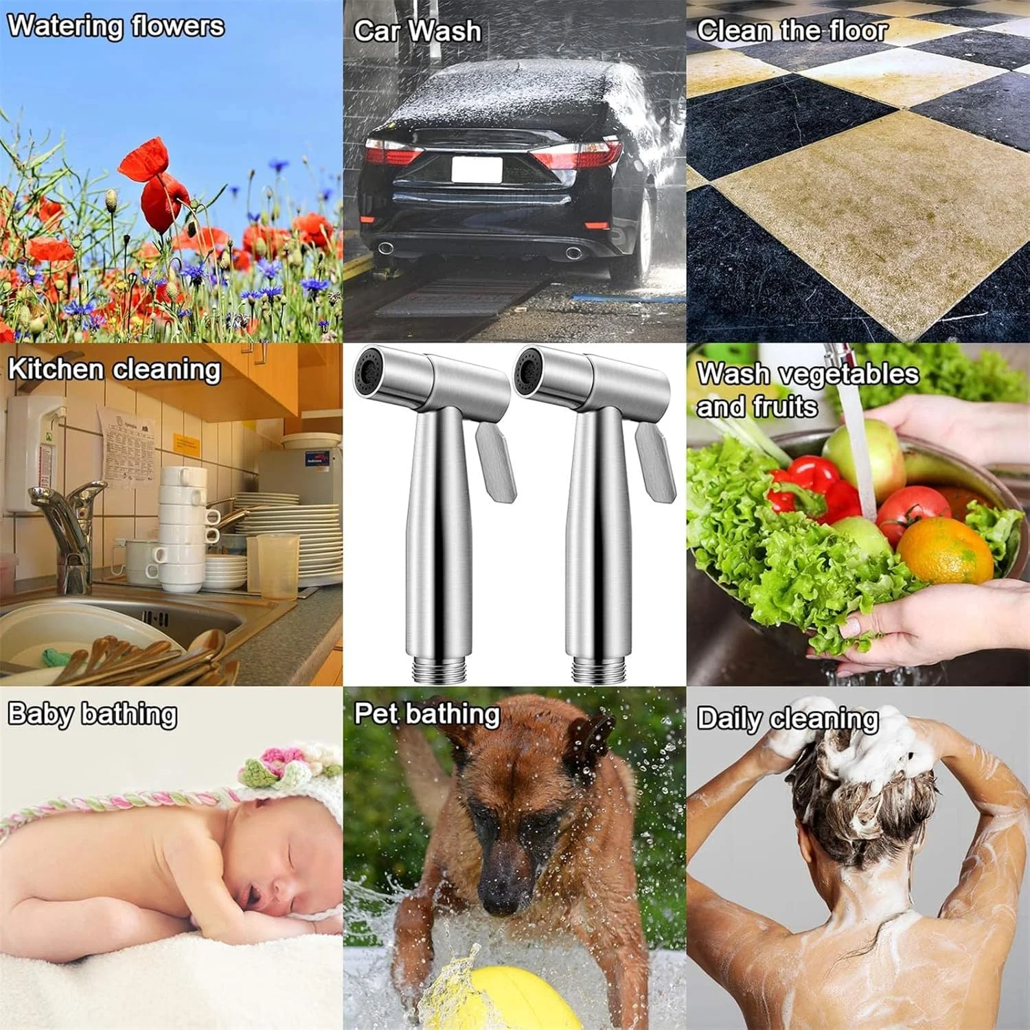 سری آبپاش توالت بیده X spring، 2 عدد سری آبپاش بیده استیل ضد زنگ، آبپاش پارچه ای حمام، آبپاش دستی استیل ضد زنگ برای تمیز کردن توالت حمام آشپزخانه سری آبپاش توالت بیده X spring، 2 عدد سری آبپاش بیده استیل ضد زنگ، آبپاش پارچه ای حمام، آبپاش دستی استیل ضد زنگ برای تمیز کردن توالت حمام آشپزخانه