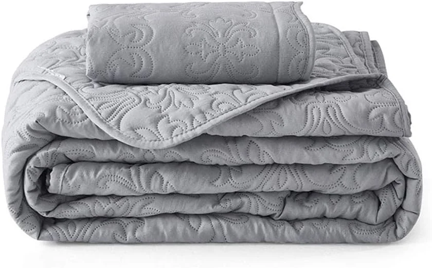 ست روتختی لحافی یک رنگ GaRcan، پنبه ای، طرح تکه دوزی قدیمی، روتختی دو رو، رو تختی لحافی با 2 روبالشی، مناسب تخت دو نفره و سوپر کینگ، سبز، 220 * 240