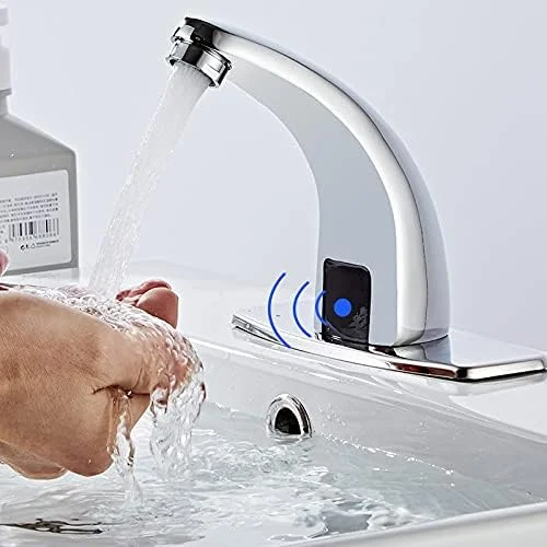 شیر آب سینک دستشویی POOLTYC، شیر آب اتوماتیک مادون قرمز، شیر آب بدون لمس، شیر آب صرفه جویی در مصرف آب، شیر آب برقی القایی