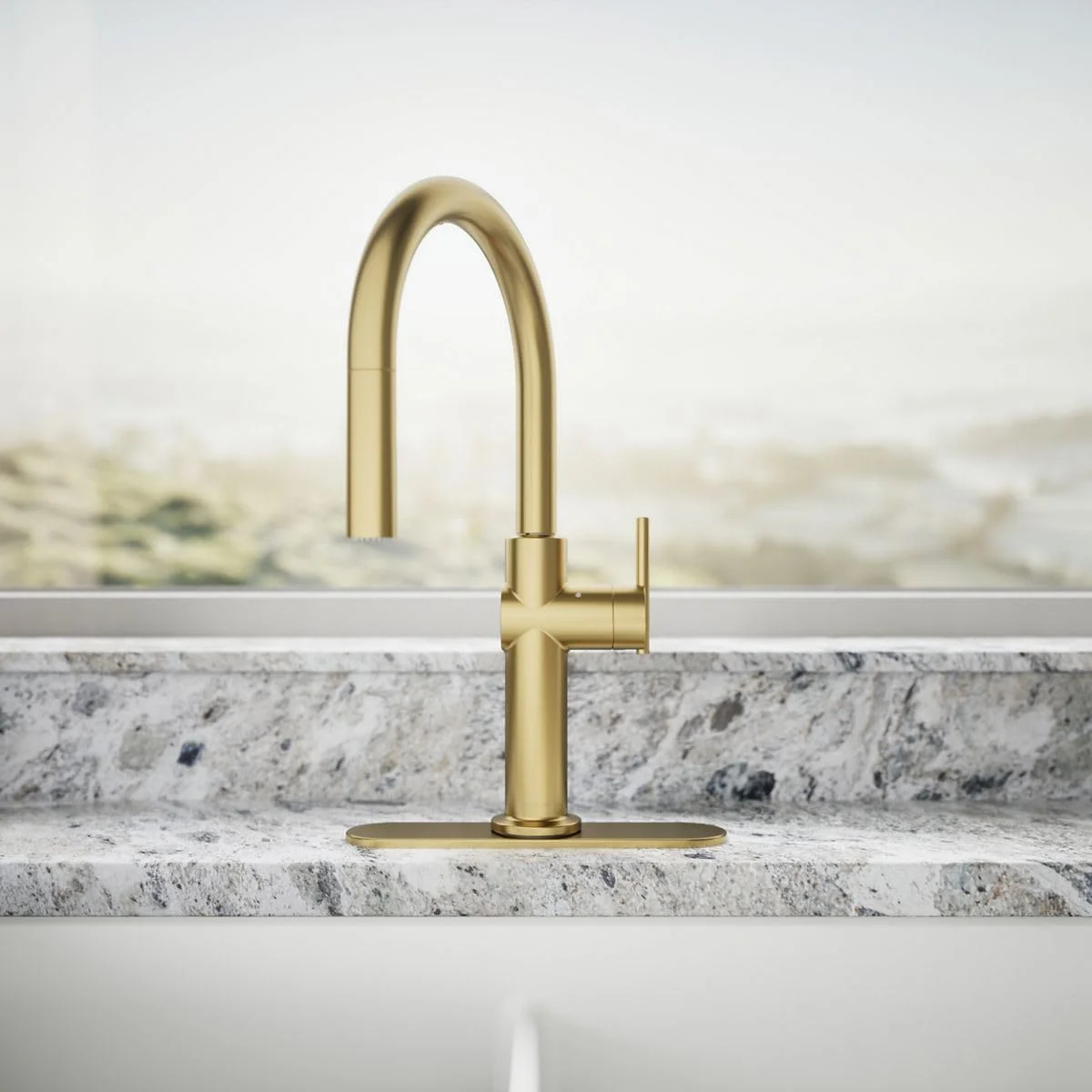 شیر آشپزخانه بدون لمس KOHLER 22974-2MB Crue با اسپری کشویی، شیر آشپزخانه کشویی با فعال سازی بدون لمس، شیر سنسور حرکتی، شیر بدون دست، برنجی مدرن برس خورده پر جنب و جوش