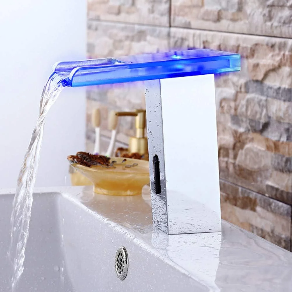 شیر آب حوضچه سنسور نور LED YHSGY، شیر آب آفتابه شیشه ای با کنترل دمای آبشار شیر آب حوضچه سنسور نور LED YHSGY، شیر آب آفتابه شیشه ای با کنترل دمای آبشار