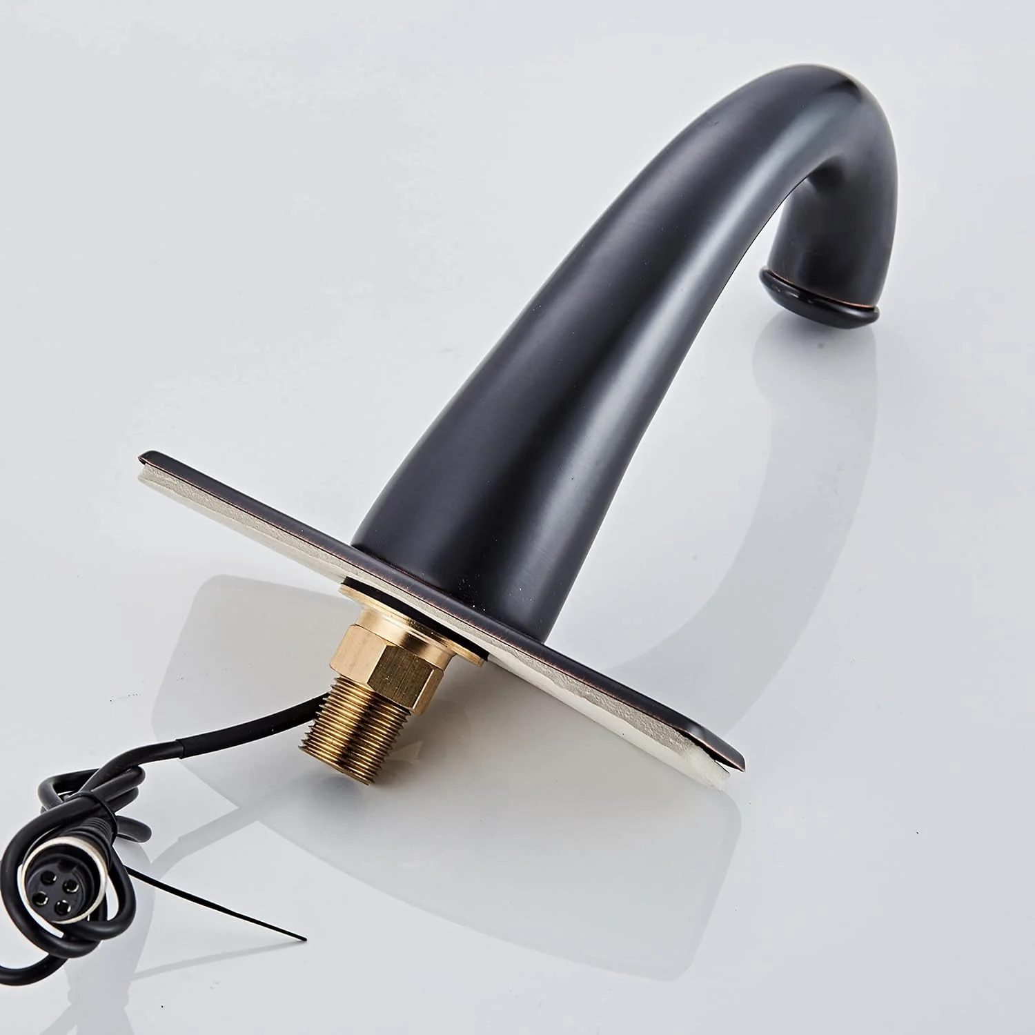 HHOOMMEE Touchless Bathroom Faucet Matte Black Finishing Automatic Sensor Motion Basin Mixer Tap with Deck Plate HHOOMMEE Touchless Bathroom Faucet Matte Black Finishing Automatic Sensor Motion Basin Mixer Tap with Deck Plate