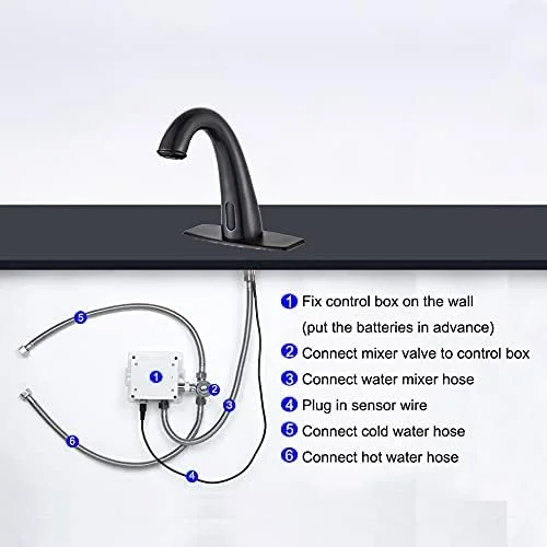 HHOOMMEE Touchless Bathroom Faucet Matte Black Finishing Automatic Sensor Motion Basin Mixer Tap with Deck Plate HHOOMMEE Touchless Bathroom Faucet Matte Black Finishing Automatic Sensor Motion Basin Mixer Tap with Deck Plate