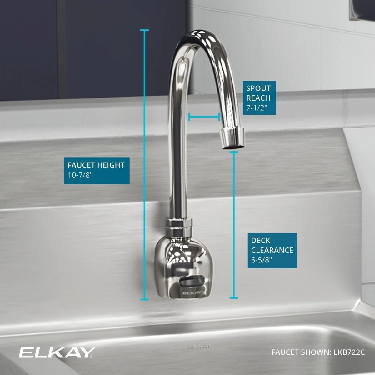 شیر آب دیواری الکترونیکی سنسوردار تجاری Elkay LKB722C، مخصوص شستشو/دستشویی، با باتری، روکش کروم شیر آب دیواری الکترونیکی سنسوردار تجاری Elkay LKB722C، مخصوص شستشو/دستشویی، با باتری، روکش کروم