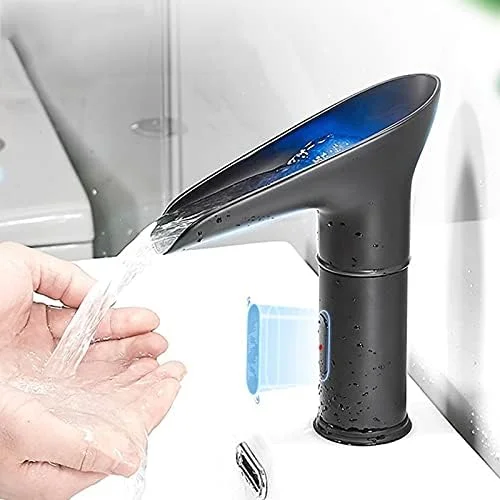 شیرآلات میکسر برای روشویی حمام مدل آبشاری LED، شیر برقی اتوماتیک سنسوردار، میکسر آب سرد و گرم روشویی بدون لمس، شیرآلات اهرمی شیر روشویی حمام