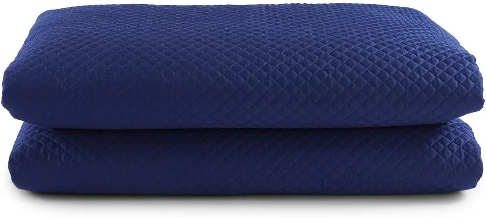PAN HOME Luxe Cotton Tencel Quilted Bedspread 220x240cm - Navy