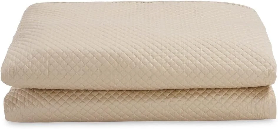 PAN HOME Luxe Cotton Tencel Quilted Bedspread 220x240cm - Sand