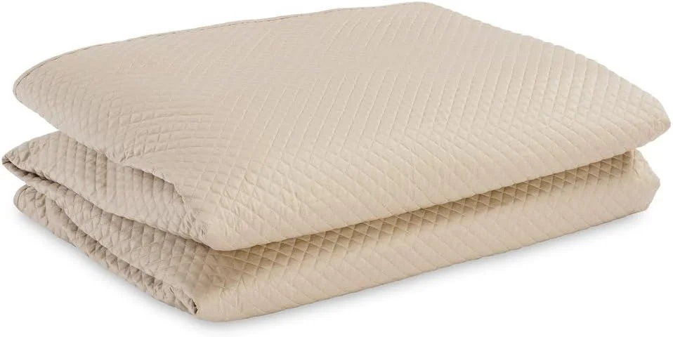 PAN HOME Luxe Cotton Tencel Quilted Bedspread 220x240cm - Sand