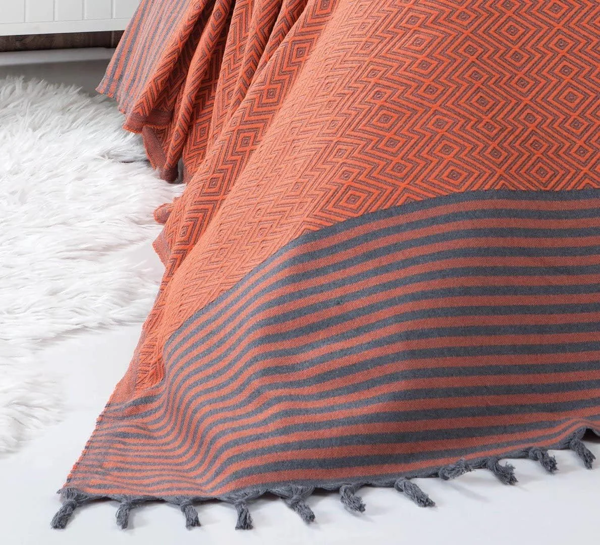 One's & Unique Coverlet & Bedspread, King Size 200x250 cm, 100% Organic Cotton, Blanket & Duvet Cover, Hypoallergenic & Luxury - Suitable for King, Queen & Double Size, Lightweight (Orange)