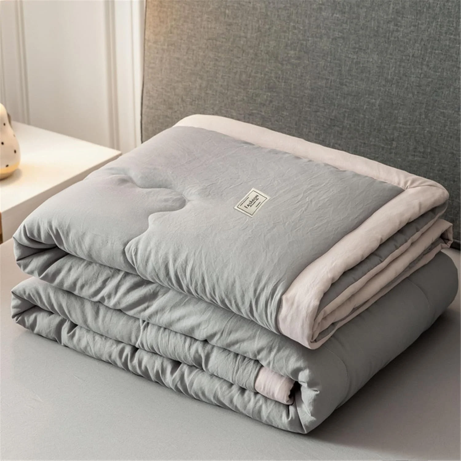 Odot Quilted Bedspreads Single Double Super King Size, Quilted Bed Throws Soft Lightweight Reversible Quilted Coverlets Comforter Sofa Bed Cover for All Season - Solid Color (180x200cm,Gray)