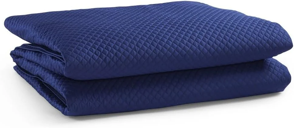 PAN HOME Luxe Cotton Tencel Quilted Bedspread 220x240cm - Navy