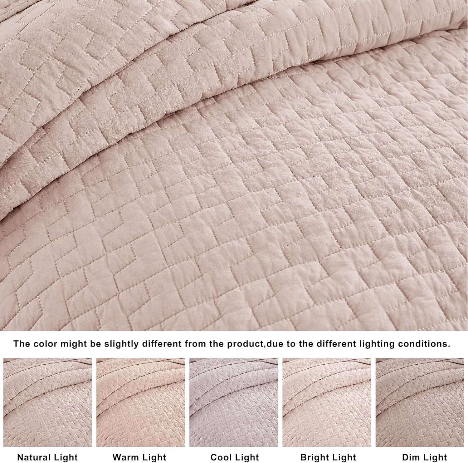 ست روتختی کینگ سایز پالاسیو صورتی 100% پنبه با 2 روبالشتی، رو تختی سبک وزن با بافت نرم، رو تختی شیک و کهنه نما، روکش لحاف دار مناسب تمام فصول، 3 تکه