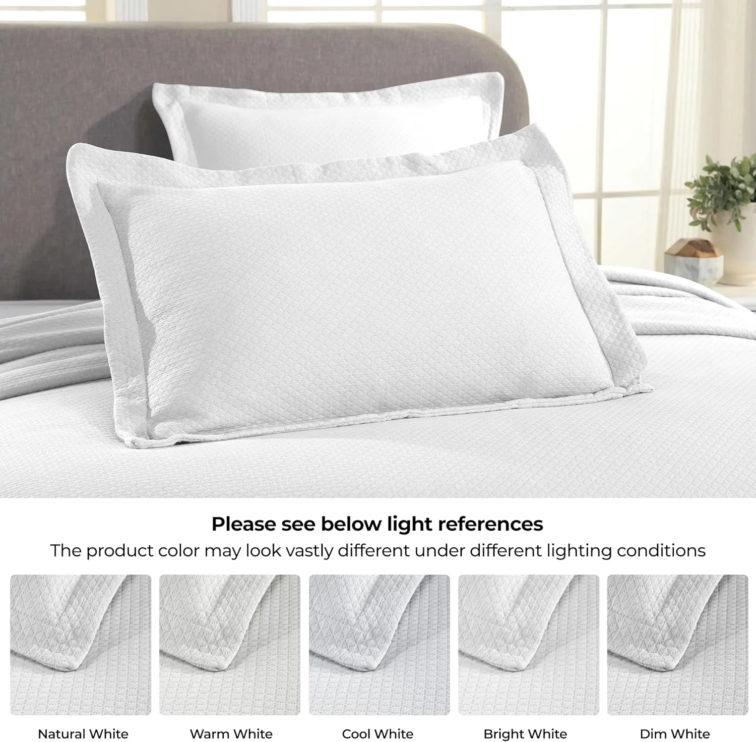 ست روتختی بزرگ و ممتاز سوپریور، طرح الماس تک تخته ژاکارد، پنبه تنفسی، نرم، تنفسی، مناسب تمام فصول، روبالشی های ست، ملحفه سبک و راحت، کینگ، سفید