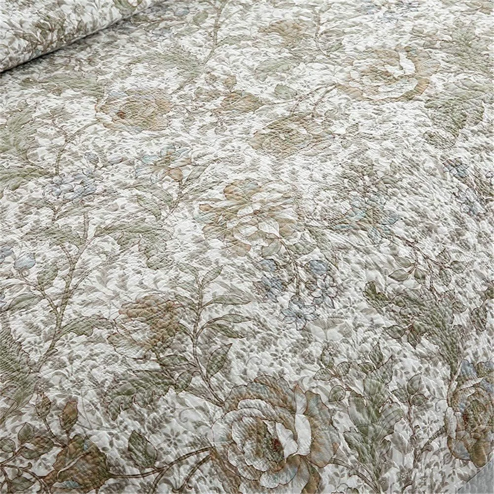 ست روتختی بزرگ طرح گلدار قدیمی، تکه دوزی شده، لحاف پنبه دوزی شده با روبالشتی، ملحفه میکروفایبر مناسب تمام فصول، سایز 230×250 سانتی متر، صورتی 3 تکه (خاکستری 4 تکه) (Gra