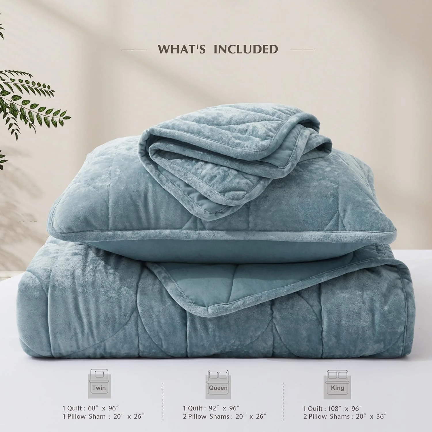 ست لحاف مخملی سایز کینگ Oli Anderson - رو تختی سبک - ست لحاف مخملی نرم - ست روتختی دو رو و لحافی برای تمام فصول - آبی خاکستری - 3 تکه (1 لحاف، 2 روبالشی)