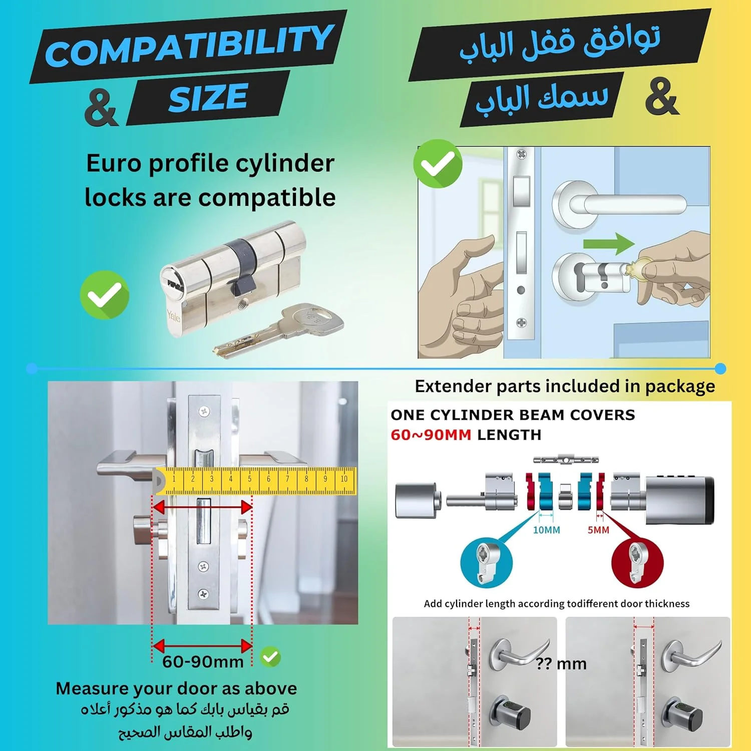 قفل درب هوشمند Altix CL1X TTLock | ورود بدون کلید | اثر انگشت و رمز عبور | بلوتوث | نصب آسان | ایده آل برای اجاره های تعطیلات | طول قابل تنظیم ایمن 60mm-90mm | کروم مرواریدی جدید