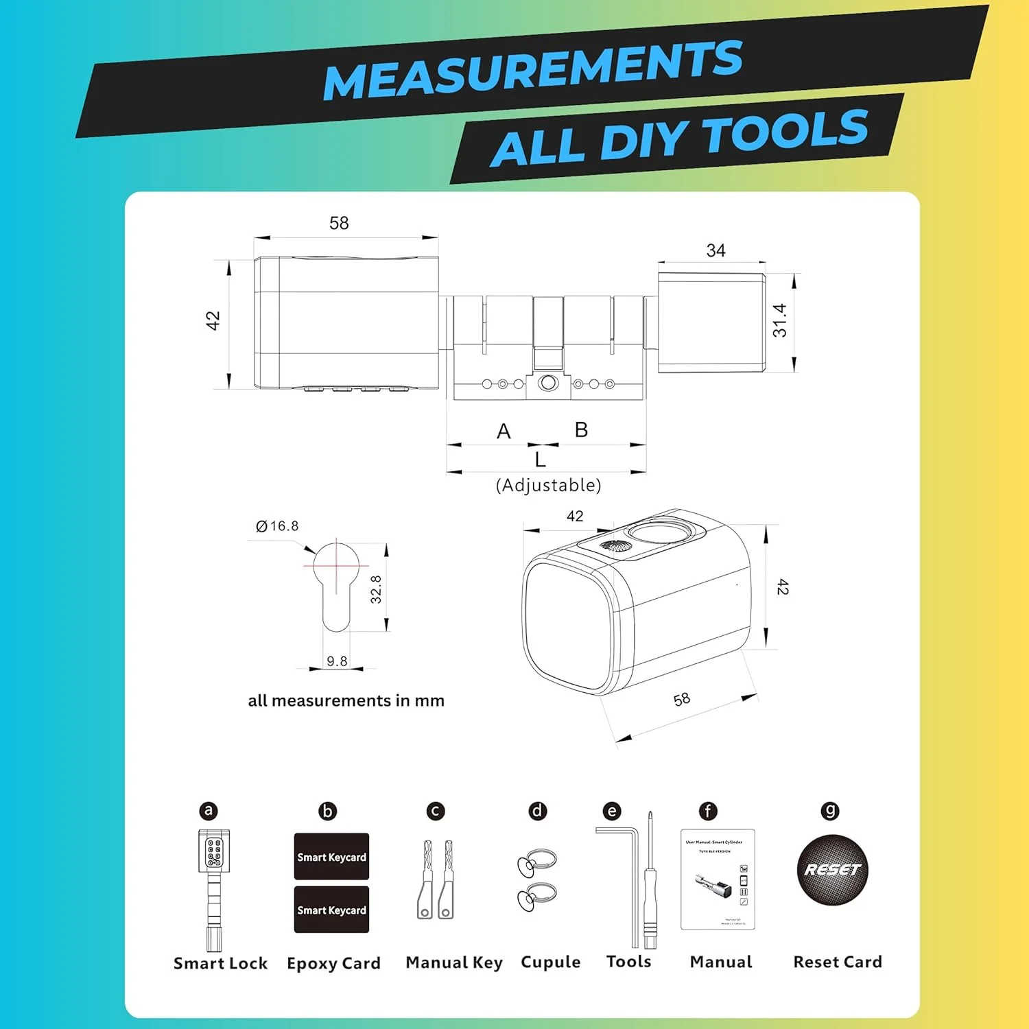 قفل درب هوشمند Altix CL1X TTLock | ورود بدون کلید | اثر انگشت و رمز عبور | بلوتوث | نصب آسان | ایده آل برای اجاره های تعطیلات | طول قابل تنظیم ایمن 60mm-90mm | کروم مرواریدی جدید