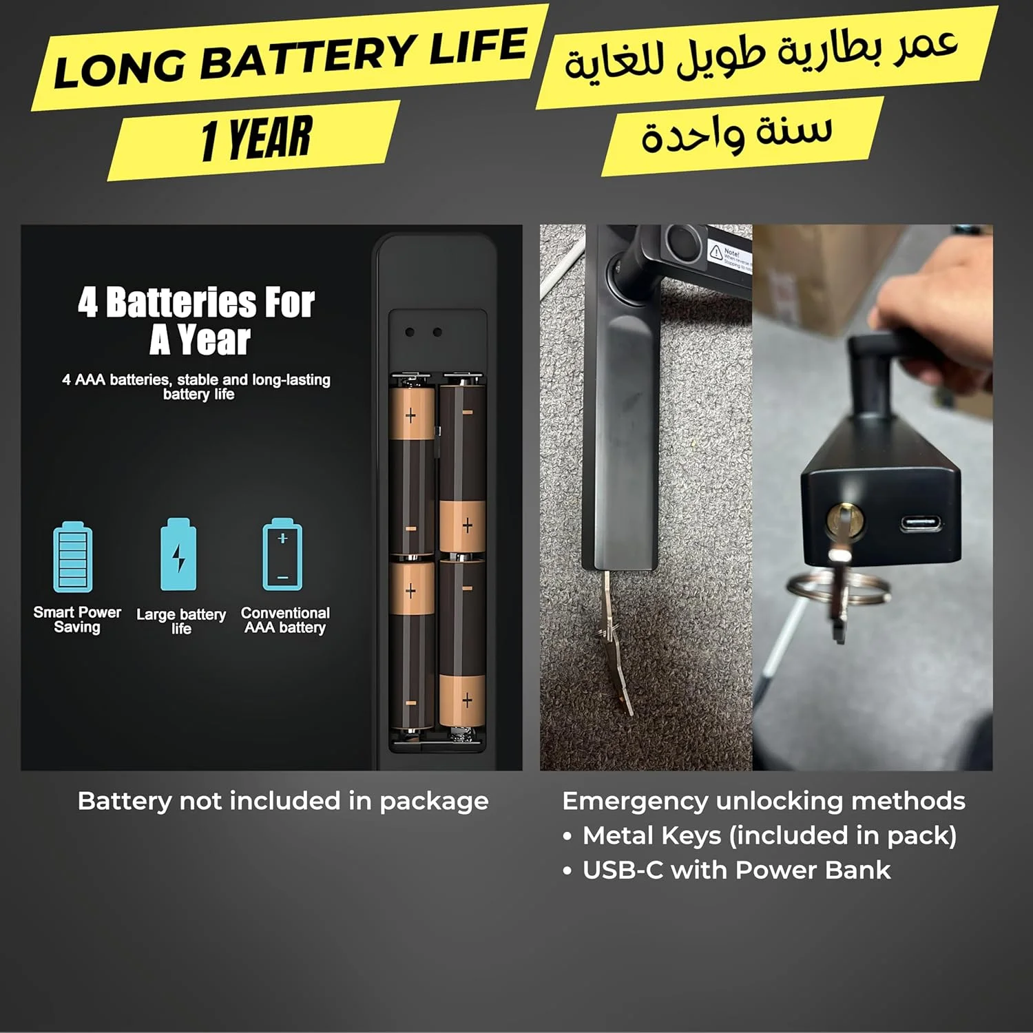 قفل درب اثر انگشتی هوشمند Altix LX، پروفیل باریک آلومینیومی، ورود بدون کلید، صفحه کلید اثر انگشتی بلوتوث و باز کردن قفل با کارت، مناسب برای درب های نیمه بیرونی، دستگیره بلند (NEW-LX-IPX5، مشکی مات)