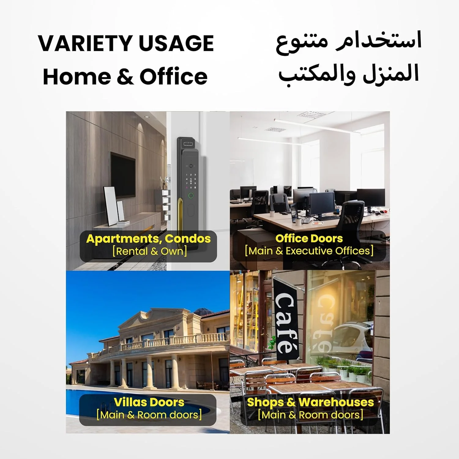 قفل هوشمند ممتاز Altix A7 PRO با قابلیت تشخیص چهره، اینترکام تصویری، ویدیوی زنده، اثر انگشت، رمز عبور و کارت IC، قفل درب ورودی بدون کلید پیشرفته با برنامه TT LOCK، ساخته شده از آلیاژ روی ممتاز (مشکی مات)