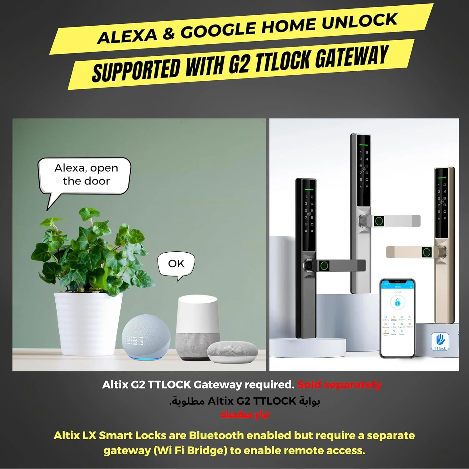 قفل درب اثر انگشتی هوشمند Altix LX، پروفیل باریک آلومینیومی، ورود بدون کلید، صفحه کلید اثر انگشتی بلوتوث و باز کردن قفل با کارت، مناسب برای درب های نیمه بیرونی، دستگیره بلند (NEW-LX-IPX5، مشکی مات)