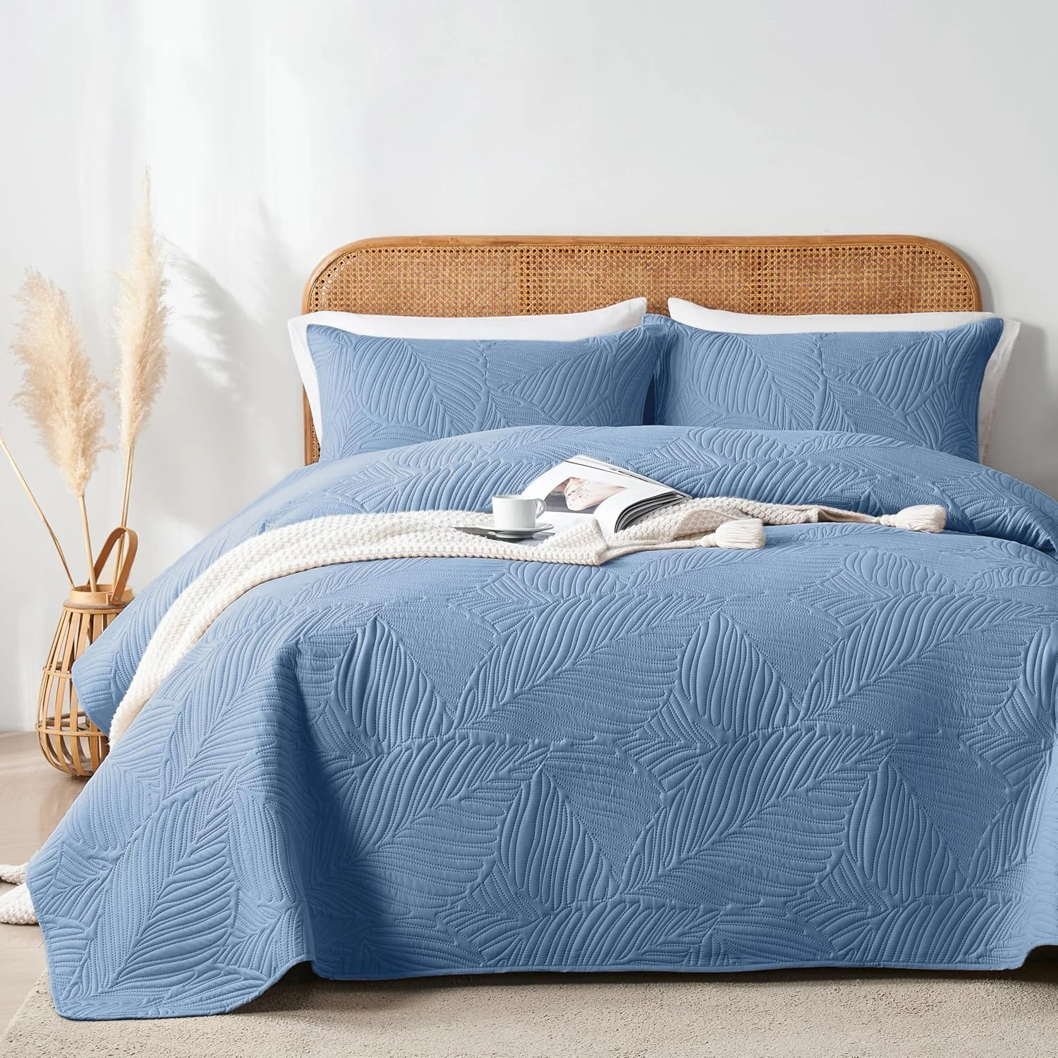 ست روتختی لحاف دار دونفره OARAGE، نرم و سبک، خاکستری مایل به آبی با طرح برگ، رو تختی میکروفایبر اولتراسونیک سایز کامل برای تمام فصول (1 لحاف، 2 روبالشی) ست روتختی لحاف دار دونفره OARAGE، نرم و سبک، خاکستری مایل به آبی با طرح برگ، رو تختی میکروفایبر اولتراسونیک سایز کامل برای تمام فصول (1 لحاف، 2 روبالشی)