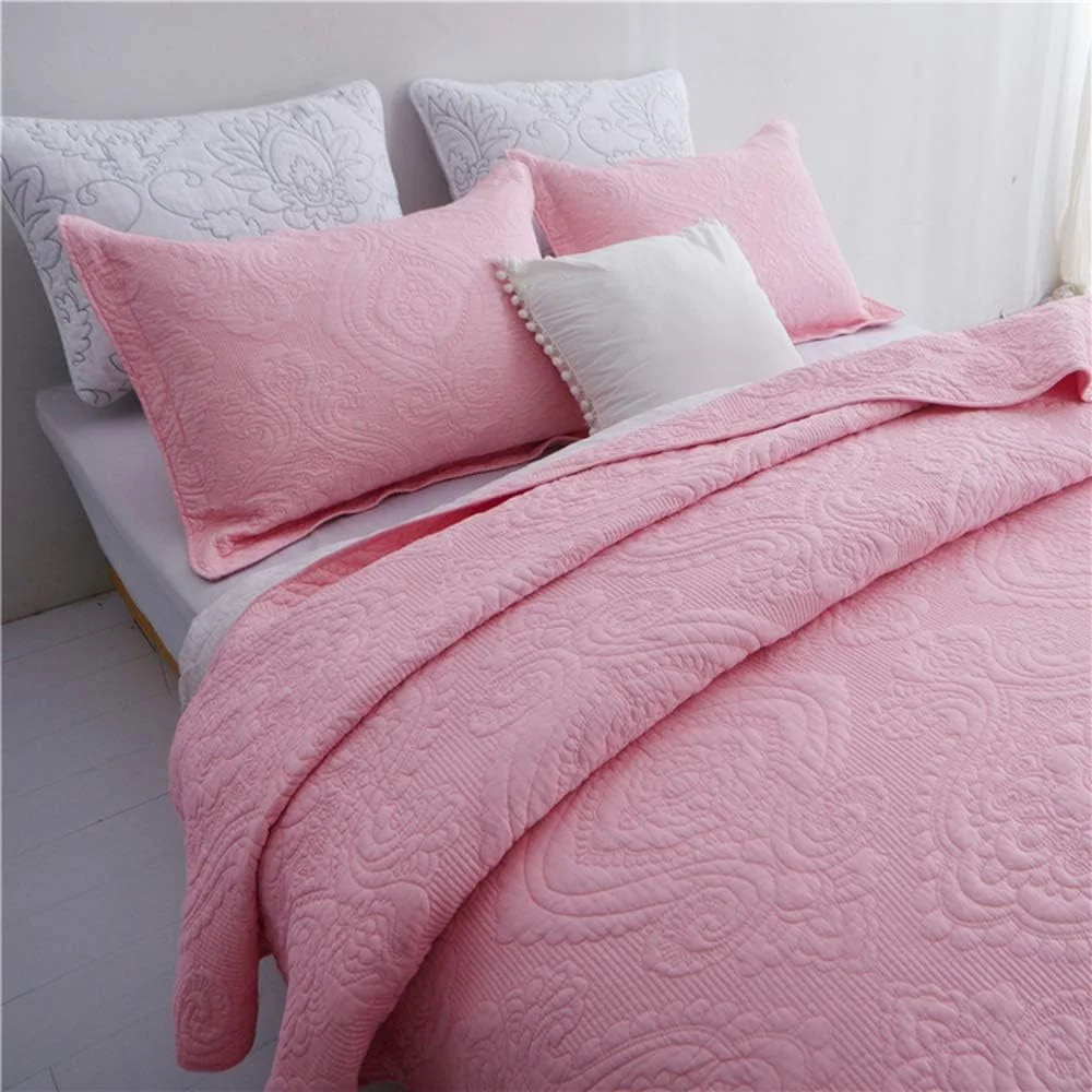 ست روتختی پنبه‌ای طرح‌دار NDYJFLB سایز کینگ سفید، لحاف سبک و گرم برجسته، روانداز تخت، رو تختی، ست ملحفه 3 تکه شامل روتختی + 2 روبالشی، F-250X270CM