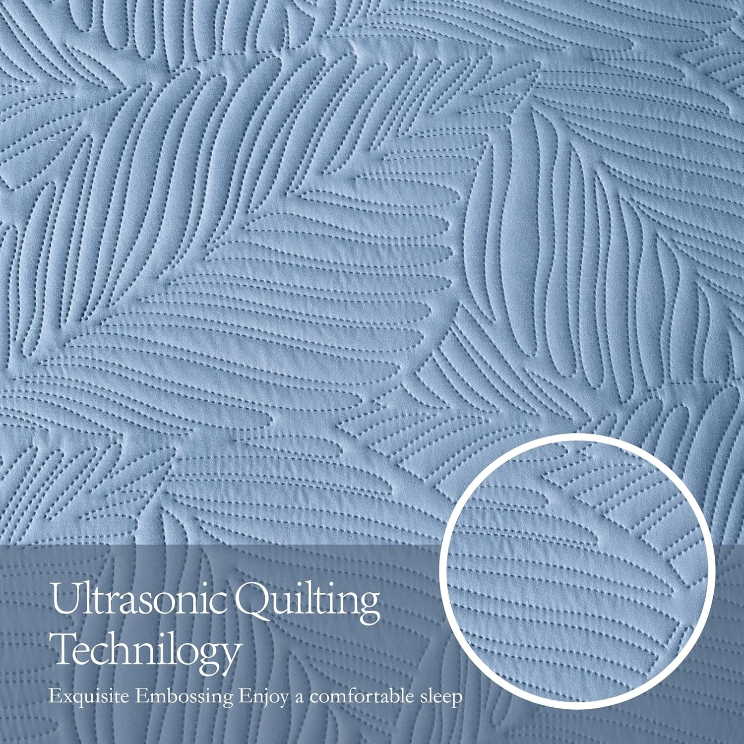 ست روتختی لحاف دار دونفره OARAGE، نرم و سبک، خاکستری مایل به آبی با طرح برگ، رو تختی میکروفایبر اولتراسونیک سایز کامل برای تمام فصول (1 لحاف، 2 روبالشی)