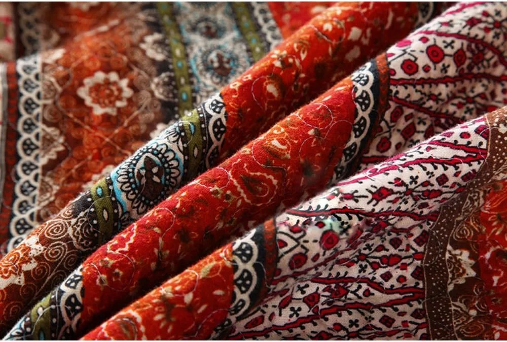 ست روتختی تکه دوزی شده 3 تکه پنبه ای راه راه کلاسیک NEWLAKE، سایز کوئین