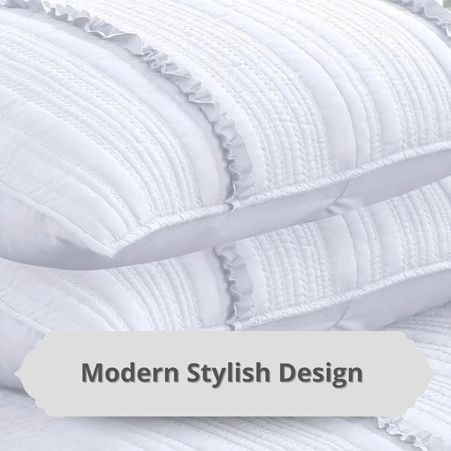 روتختی آیوال ام اس هوم تکس اینتریورز، رو تختی، روبالشی ساده و طرح دار، سایز: 220/240 + 2 عدد 50/70، جنس: 100% پنبه، کرم آیوال