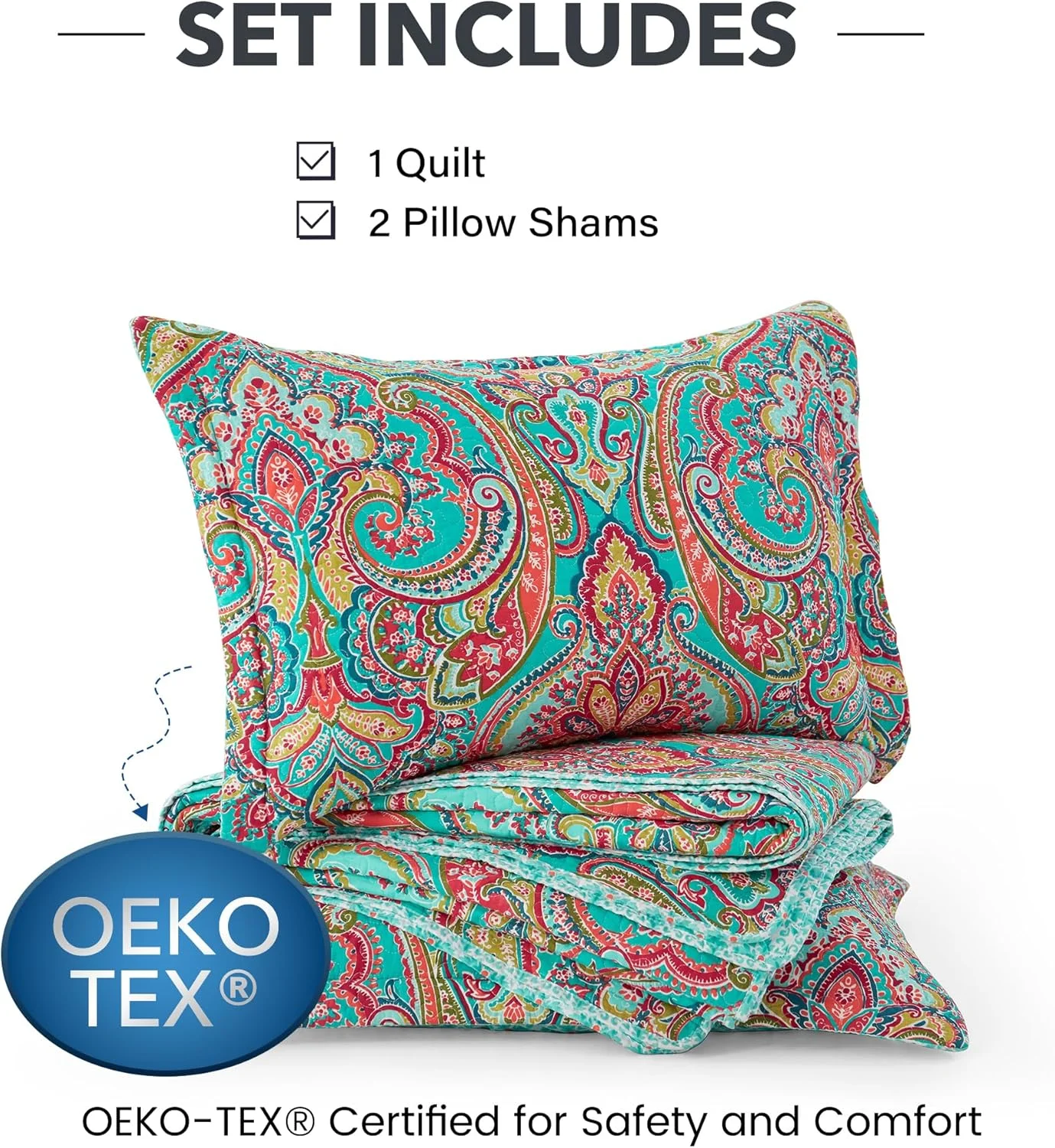 ست روتختی پنبه ای نیولیک - ست رو تختی تکه دوزی شده دو طرفه، طرح گلدار اروپایی، سایز کینگ