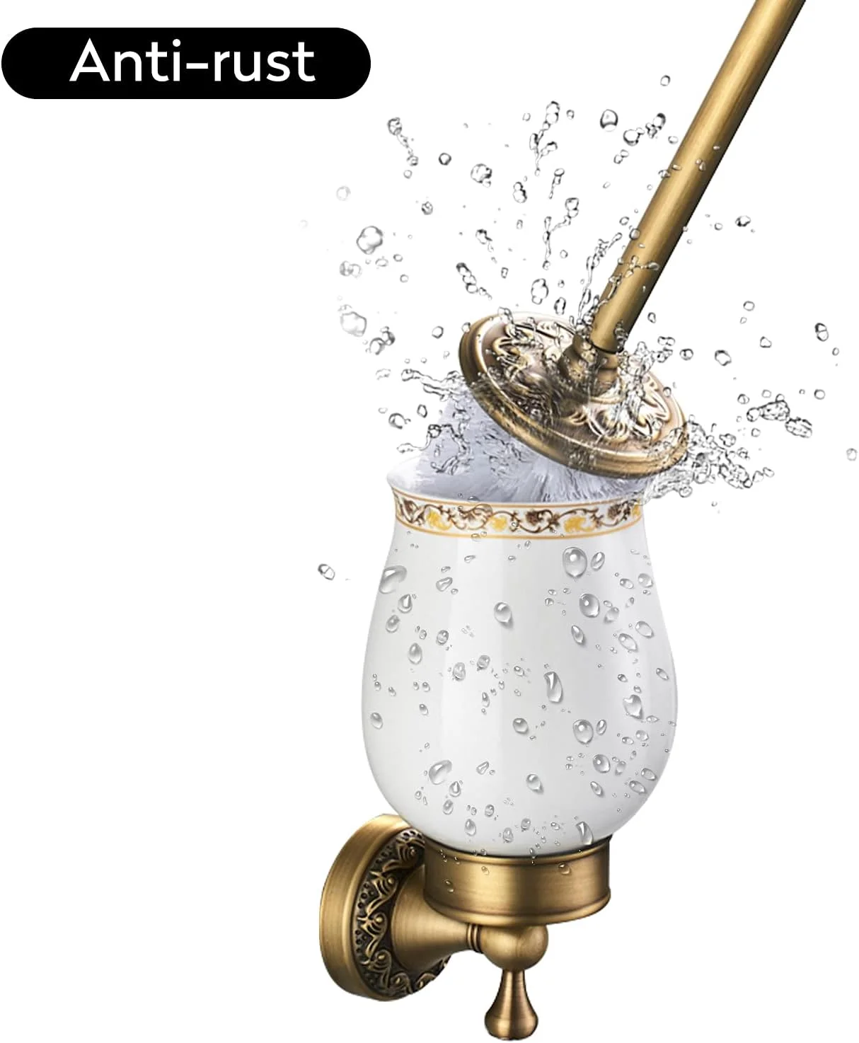 جا برس توالت CASEWIND برنجی عتیقه، ست برس توالت سرامیکی، طرح قدیمی، نصب دیواری با دریل، مناسب سبک خانه روستایی