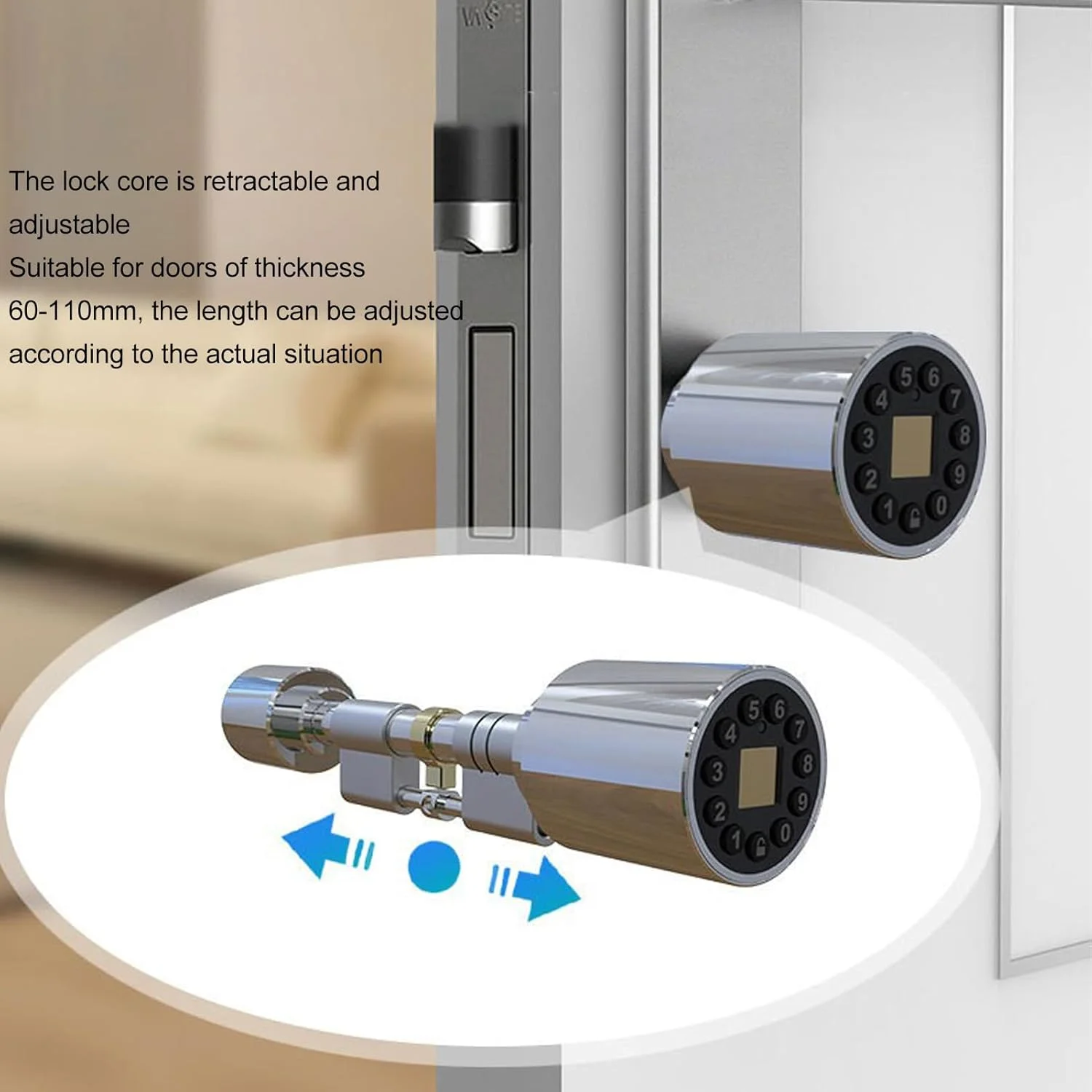 قفل سیلندر هوشمند با قابلیت باز کردن قفل با اثر انگشت، برنامه، رمز عبور، طراحی قابل تنظیم، کم مصرف و کم تداخل، امنیت بیشتر برای دفتر کار خانگی