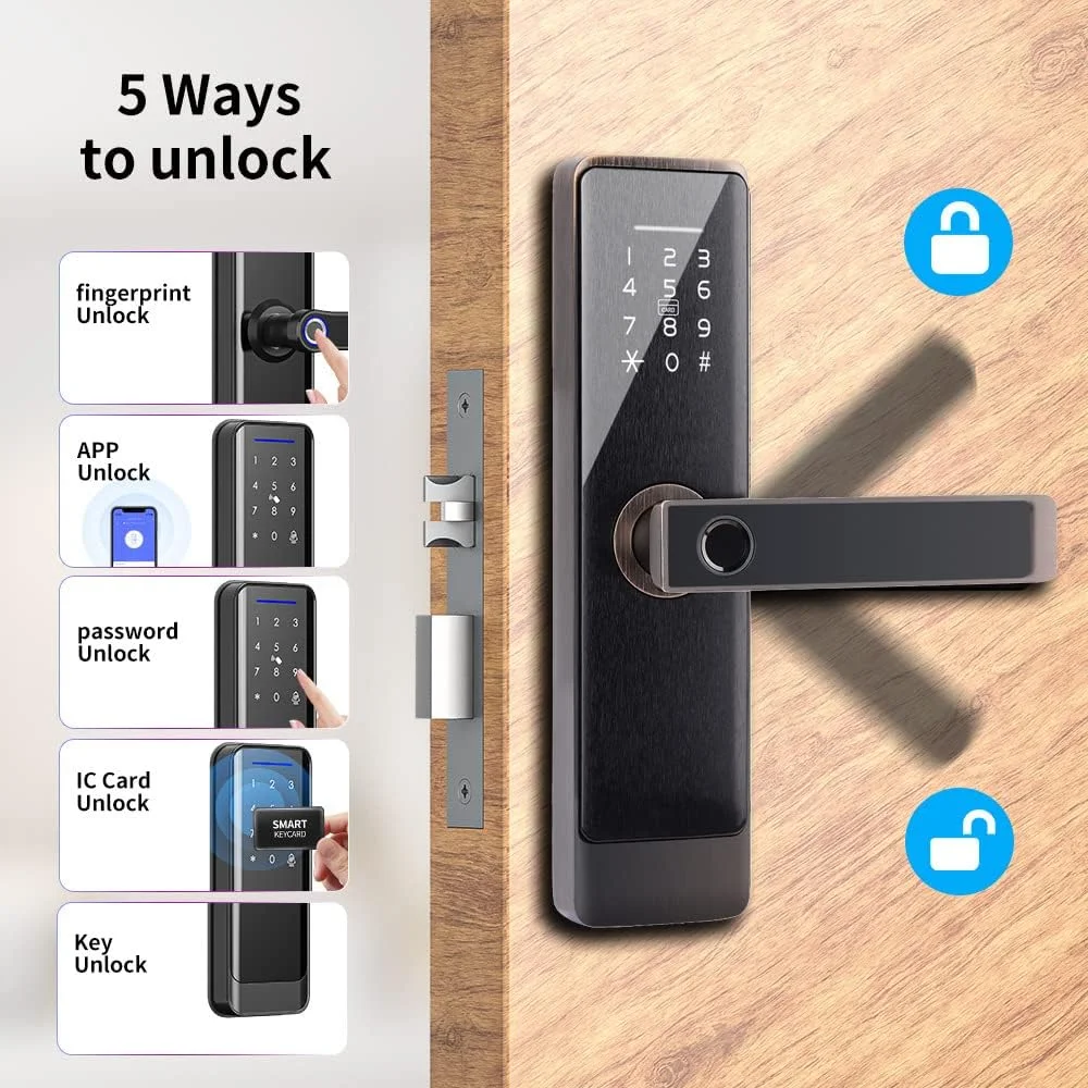 قفل هوشمند، قفل درب هوشمند، قفل درب بدون کلید سازگار با الکسا و گوگل، قفل درب اثر انگشتی، قفل الکترونیکی بلوتوثی، نصب آسان برای درب ورودی، خانه، دفتر، Airbnb، مشکی قفل هوشمند، قفل درب هوشمند، قفل درب بدون کلید سازگار با الکسا و گوگل، قفل درب اثر انگشتی، قفل الکترونیکی بلوتوثی، نصب آسان برای درب ورودی، خانه، دفتر، Airbnb، مشکی