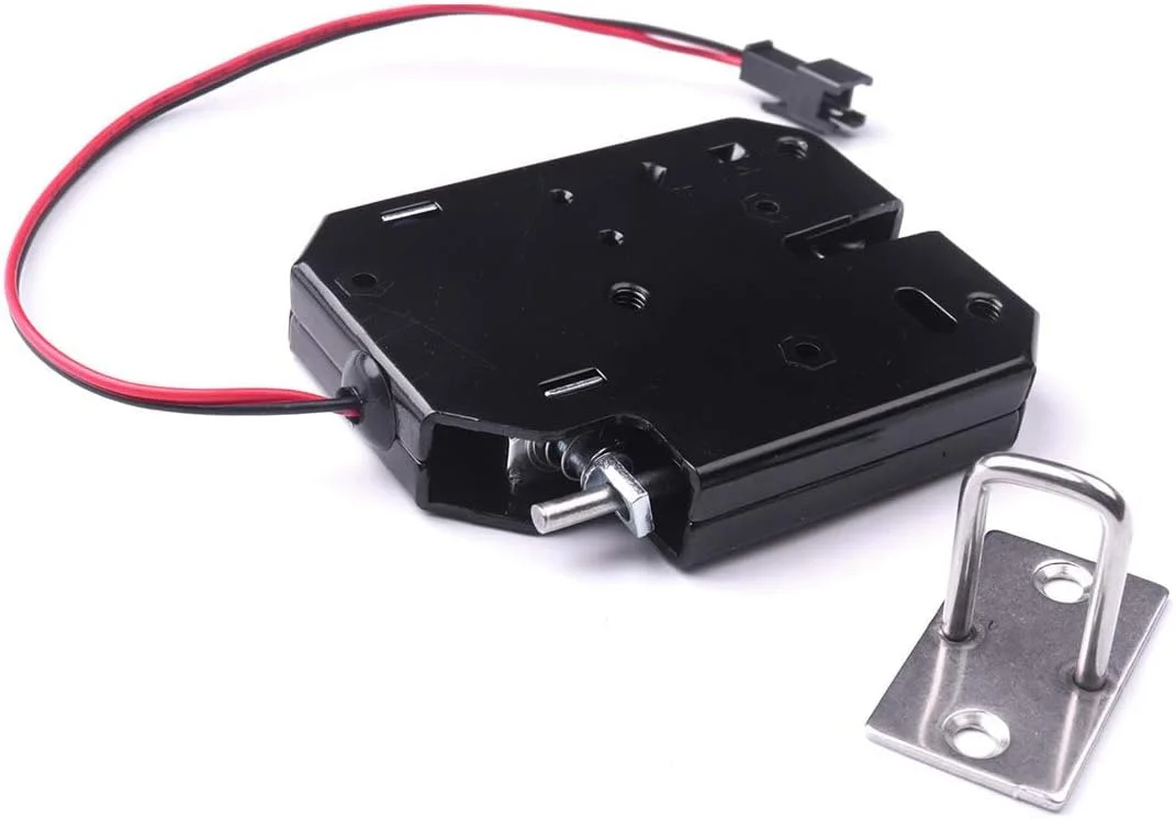 قفل درب برقی هوشمند، DC12V 2A، قفل کابینت 73x58 میلی‌متری با باز کردن دستی اضطراری، مشکی