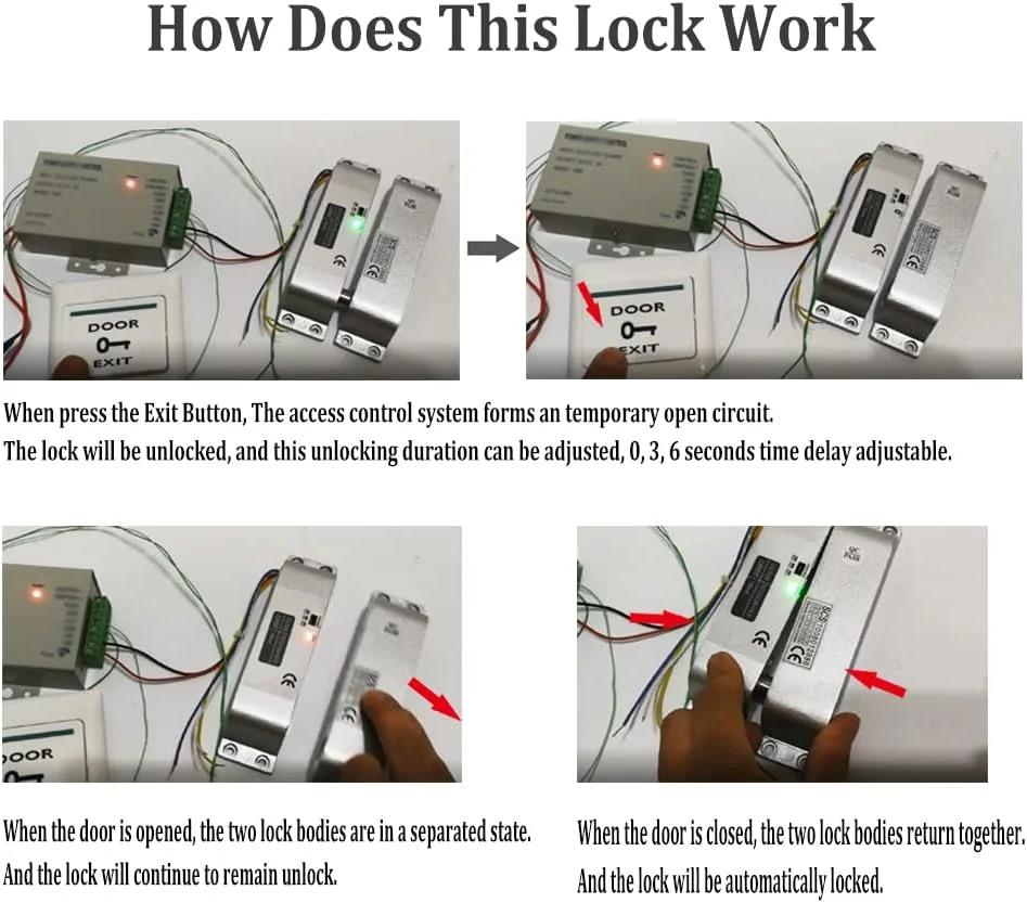 قفل زبانه برقی جاسوگKEY مدل DC12V، حالت ایمن با تاخیر زمانی قابل تنظیم، قفل زبانه برقی برای کنترل دسترسی درب