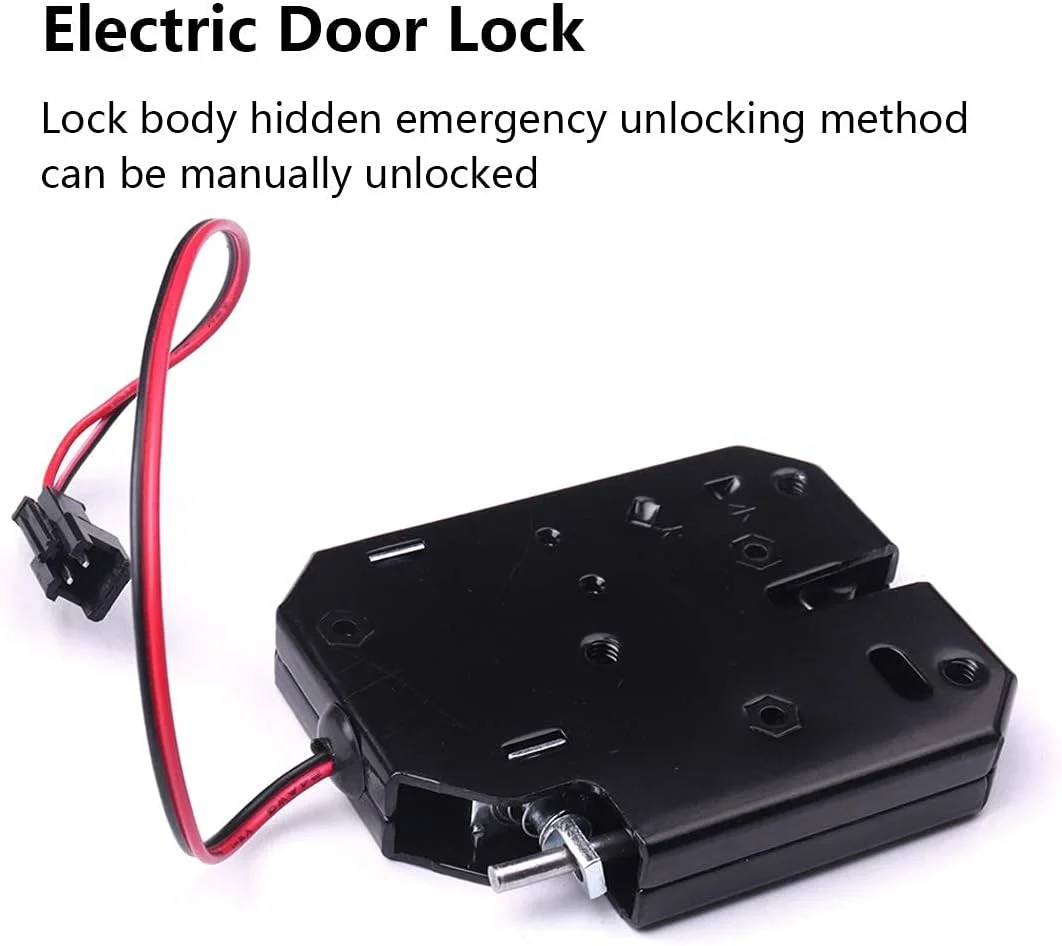 قفل درب برقی هوشمند، DC12V 2A، قفل کابینت 73x58 میلی‌متری با باز کردن دستی اضطراری، مشکی