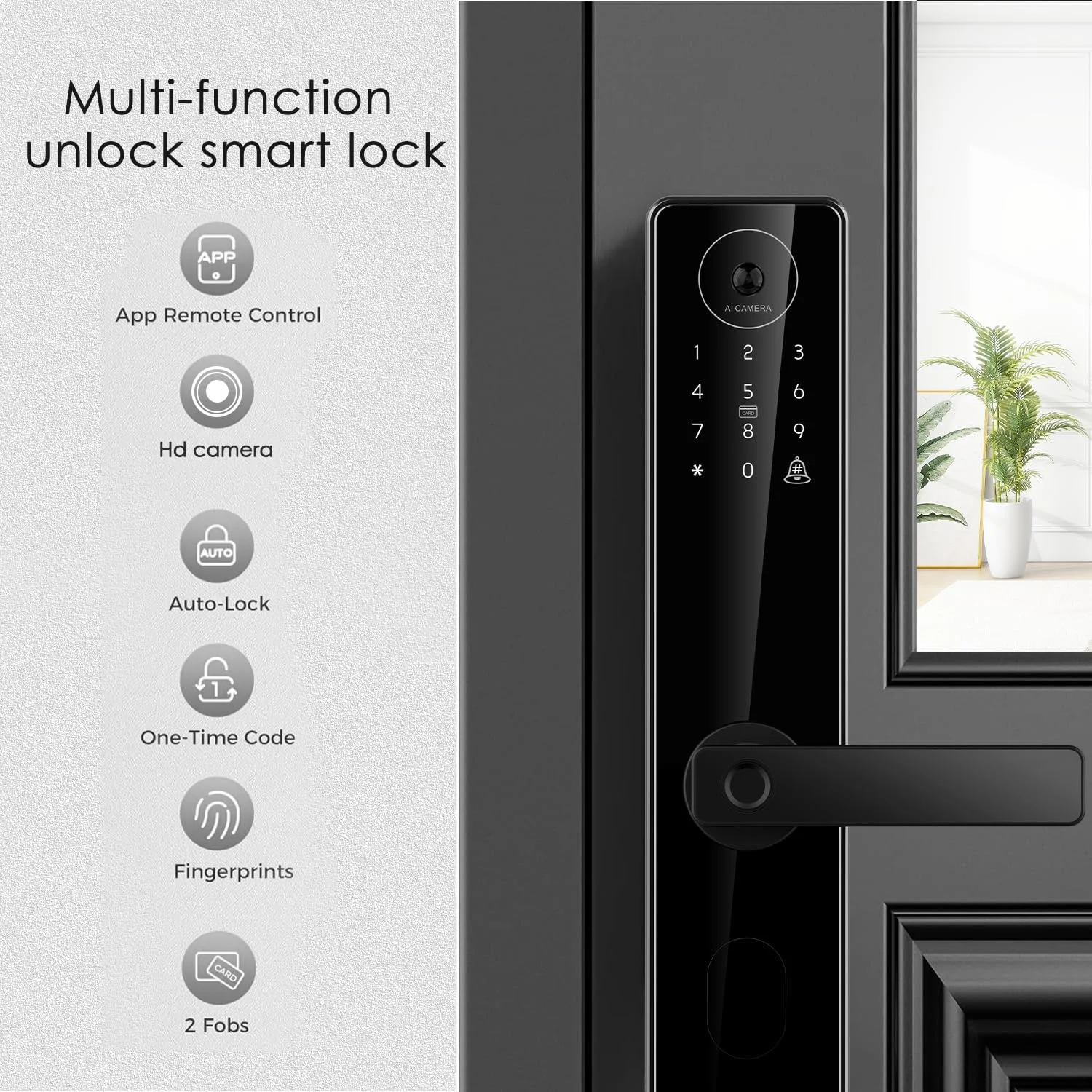 قفل درب هوشمند با اینترکام تصویری اثر انگشت با دوربین - صفحه کلید دیجیتال الکترونیکی بدون کلید قفل درب هوشمند با اینترکام تصویری اثر انگشت با دوربین - صفحه کلید دیجیتال الکترونیکی بدون کلید