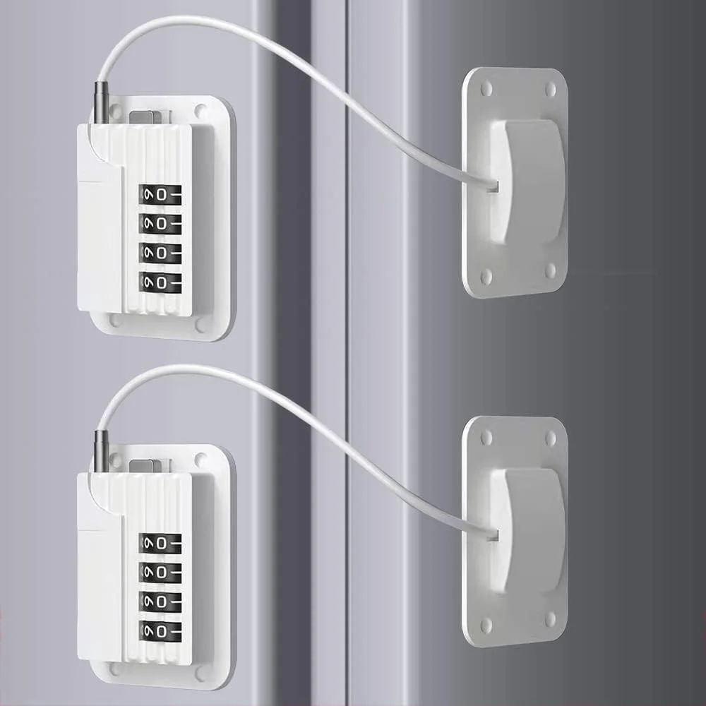 قفل یخچال ترکیبی MAKINGTEC، بسته 2 عددی قفل چسبی یخچال برای بزرگسالان، قفل ترکیبی سفید یخچال، قفل ایمنی یخچال برای کودکان، قفل درب فریزر کوچک برقی