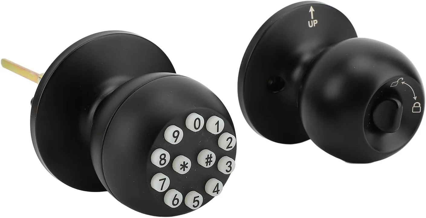 دستگیره درب رمزدار Luocute با قفل و کلید، دستگیره گرد دیجیتال با دسته ضد لغزش، نصب آسان برای درب های با ضخامت 35 تا 55 میلی متر، 45 کاربر