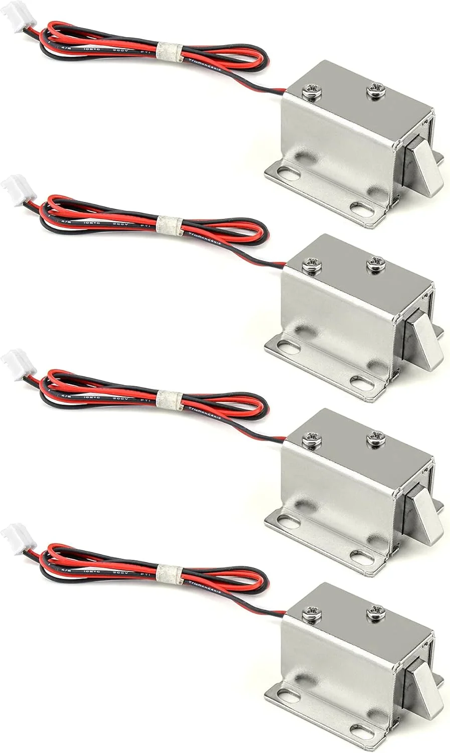 قفل سلونوئیدی الکترومغناطیسی QWORK، 4 عدد قفل زبانه پایین درب کشو کوچک DC 12V طراحی باریک برای قفل ایمنی درب کابینت کشو