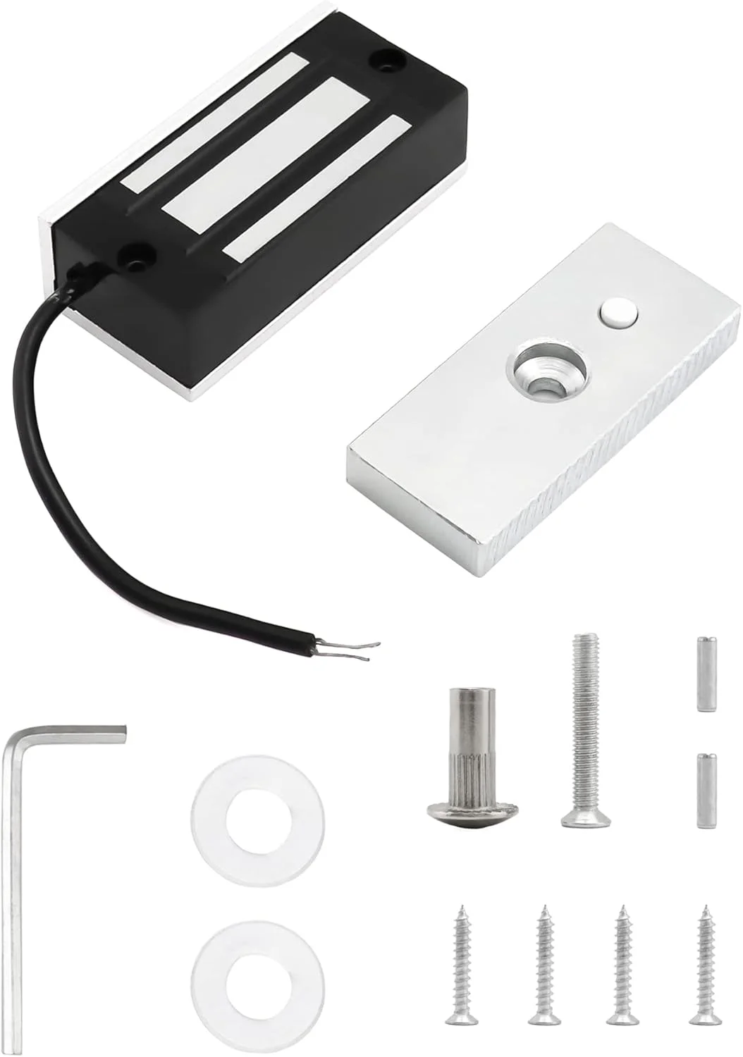 قفل مغناطیسی برقی QWORK، قفل مغناطیسی برقی با نیروی نگهدارنده 60 کیلوگرم 130 پوند برای سیستم کنترل دسترسی درب، حالت ایمن در برابر خرابی الکترومغناطیس NC