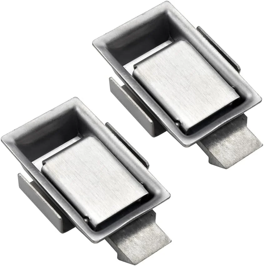 قفل پدالی استیل ضد زنگ، قفل پدالی کوچک مناسب برای درب کابینت های برقی، قفل پدالی مینیاتوری توکار با سوراخ نصب 1.53 اینچ طول و 0.96 اینچ عرض