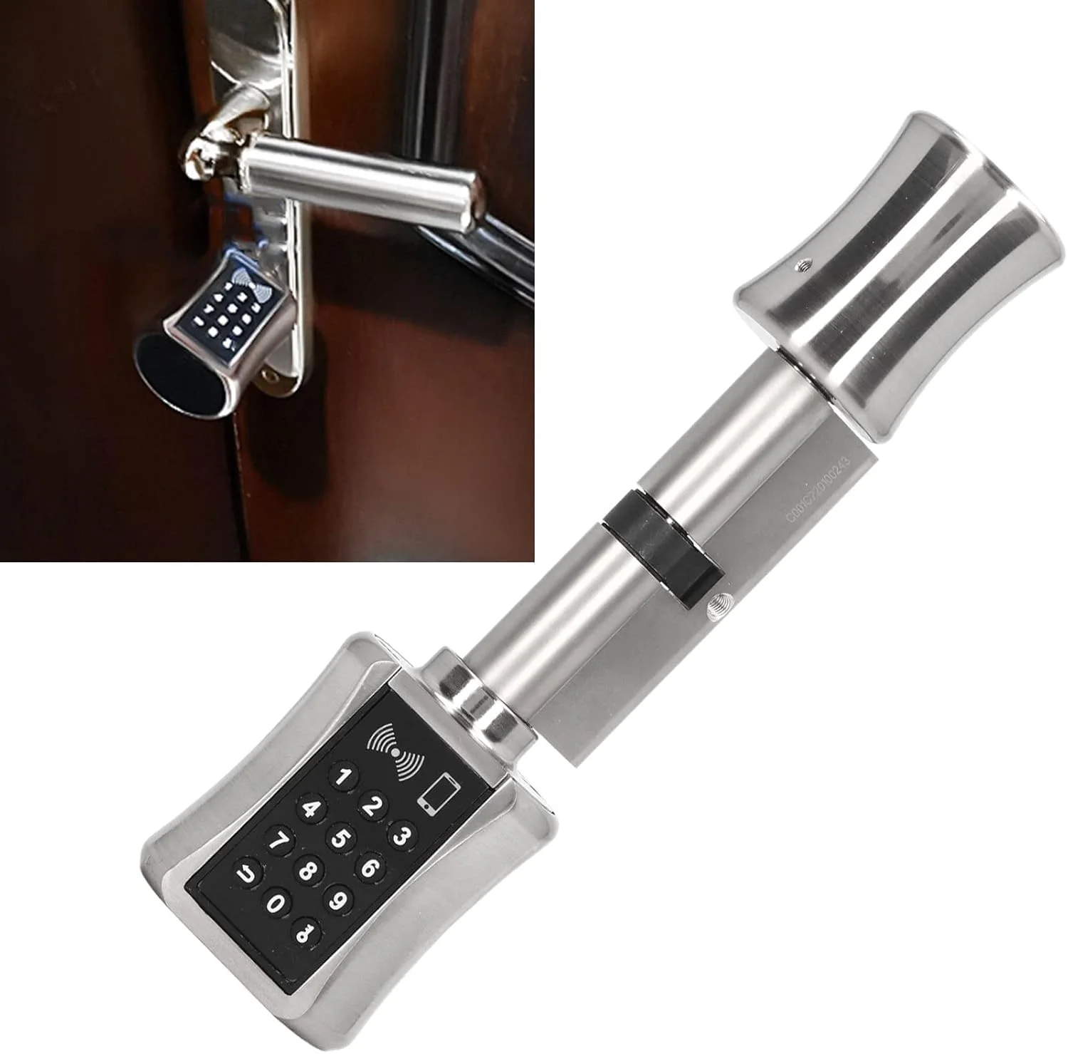 قفل درب هوشمند بدون کلید، قفل سیلندر برقی استیل ضد زنگ برنجی با مصرف انرژی پایین به همراه رابط اضطراری