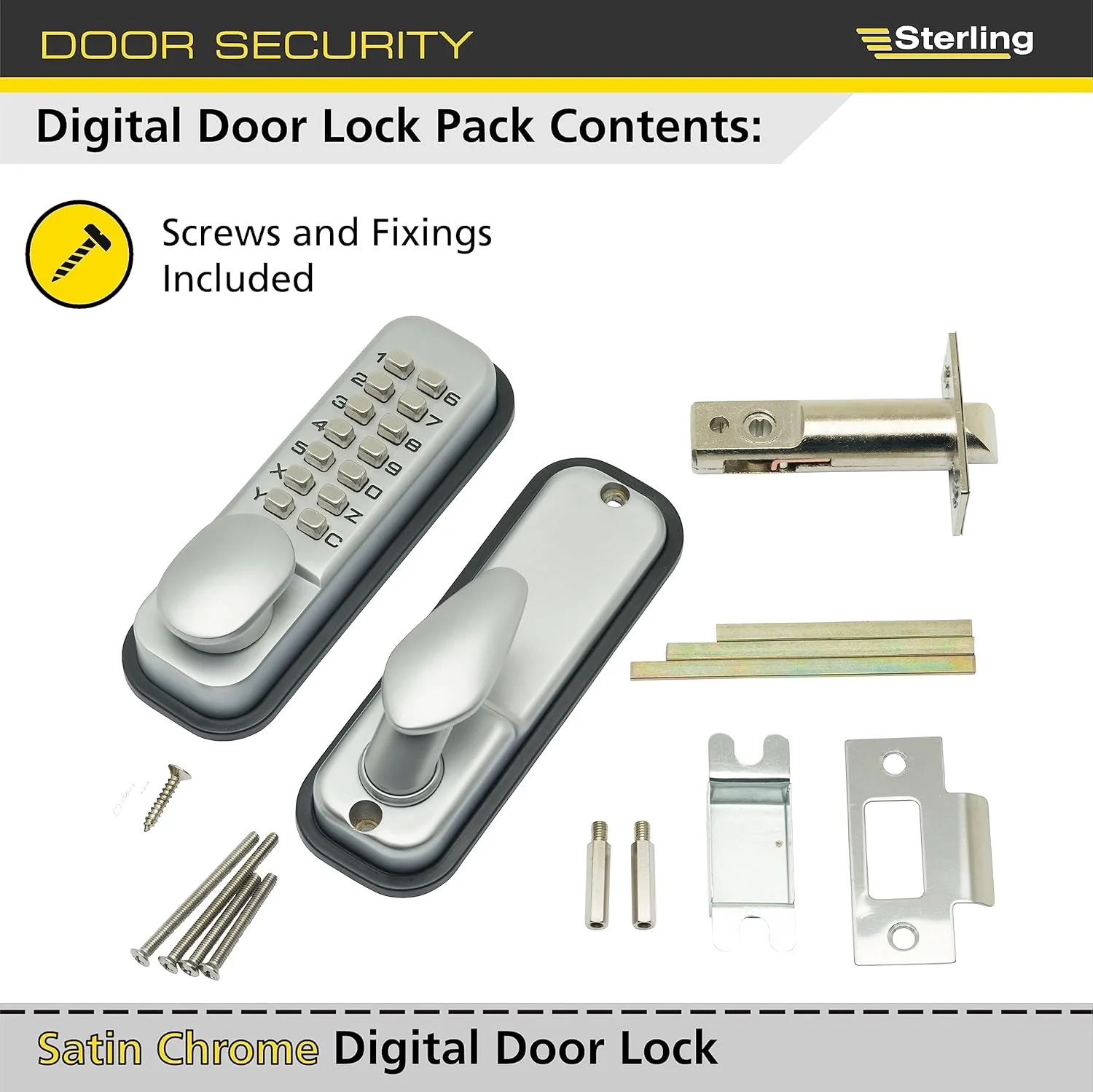 قفل دکمه ای دیجیتال استرلینگ مدل S2235V - ساتن، کروم قفل دکمه ای دیجیتال استرلینگ مدل S2235V - ساتن، کروم