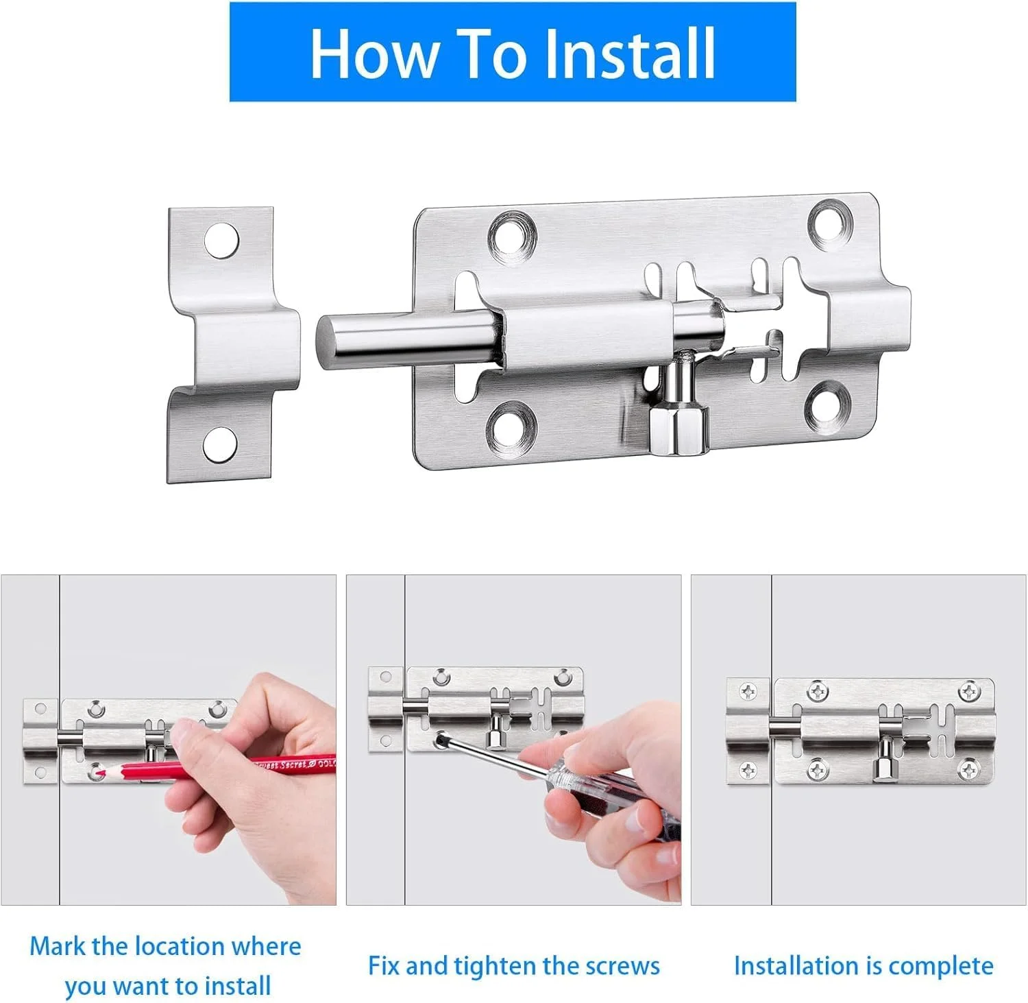قفل درب کشویی 3 عددی، بست برای سخت افزار و قفل درب
