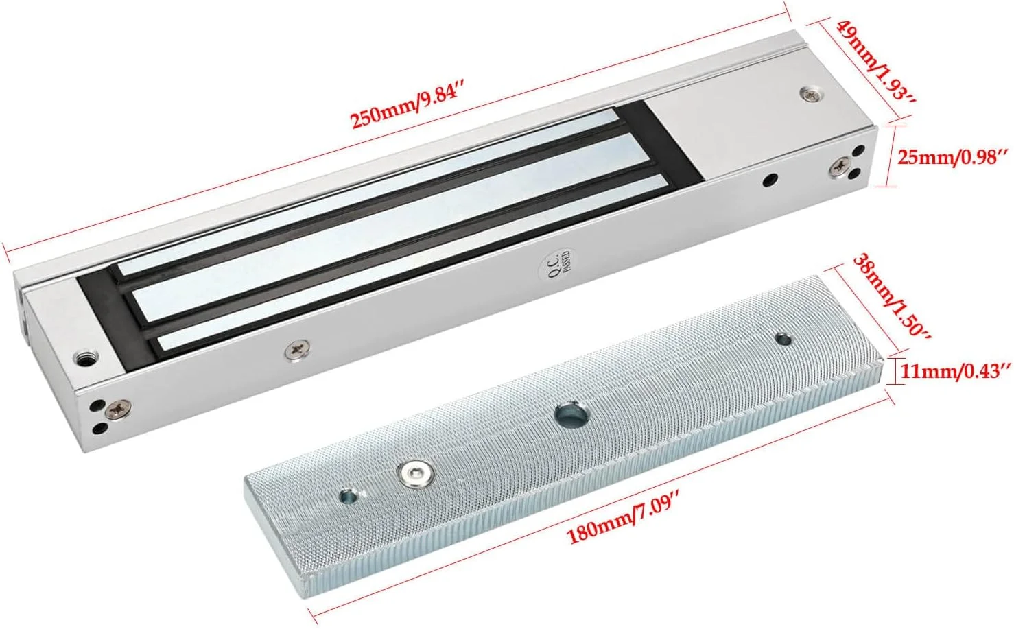قفل الکترومغناطیسی YUANWIN با براکت Z و L، نیروی نگهداری 280 کیلوگرم / 600 پوند، قفل درب مغناطیسی برقی 12 ولت، حالت NC ایمن در برابر خرابی برای سیستم کنترل دسترسی