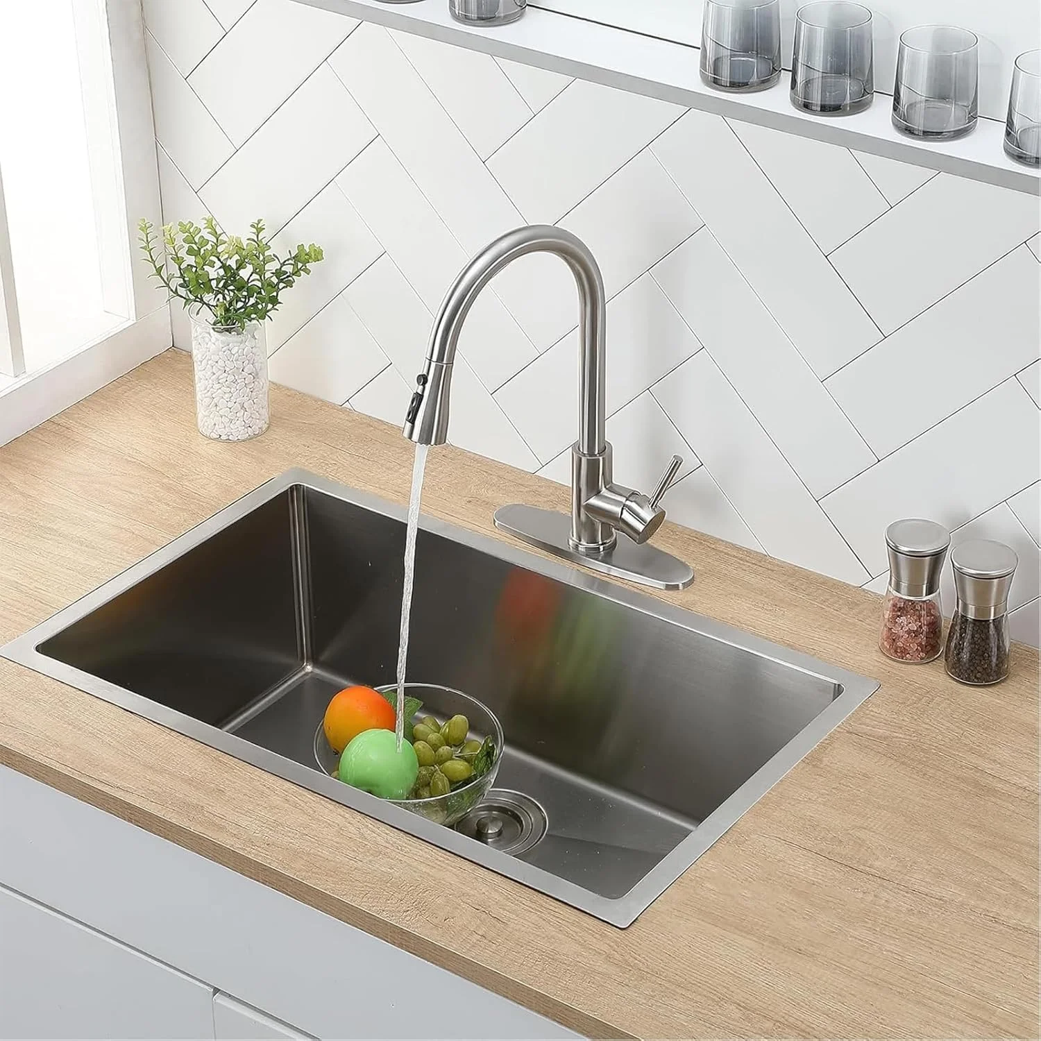 شیرآلات آشپزخانه Last page® با اسپری کشویی، شیر سینک تجاری نوار لباسشویی RV با قوس بلند نیکل برس خورده، شیرآلات تک دسته استیل ضد زنگ 1 یا 3 سوراخ برای سینک آشپزخانه با صفحه عرشه شیرآلات آشپزخانه Last page® با اسپری کشویی، شیر سینک تجاری نوار لباسشویی RV با قوس بلند نیکل برس خورده، شیرآلات تک دسته استیل ضد زنگ 1 یا 3 سوراخ برای سینک آشپزخانه با صفحه عرشه