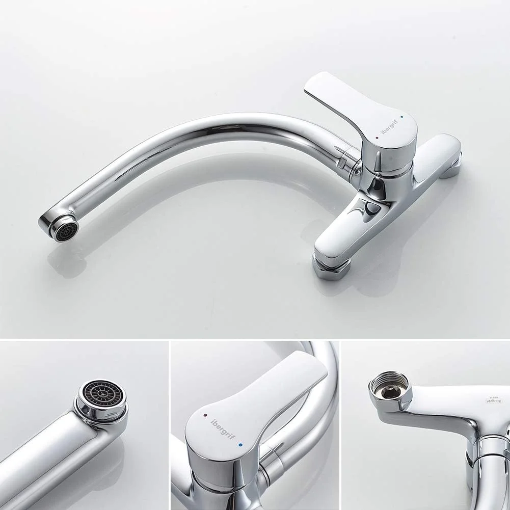 شیر آشپزخانه دیواری ایبرگریف مدل M16357، شیر مخلوط تک اهرمی با چرخش 360 درجه، شیر سینک با سوراخ نصب قابل تنظیم (130mm-170mm)، برنجی، کروم شیر آشپزخانه دیواری ایبرگریف مدل M16357، شیر مخلوط تک اهرمی با چرخش 360 درجه، شیر سینک با سوراخ نصب قابل تنظیم (130mm-170mm)، برنجی، کروم